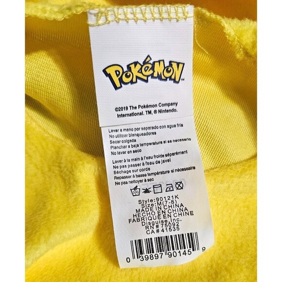 Pokémon Pikachu Classic Costume Attached Tail Mask Halloween Kids Boys 10-12 NEW - Picture 6 of 7